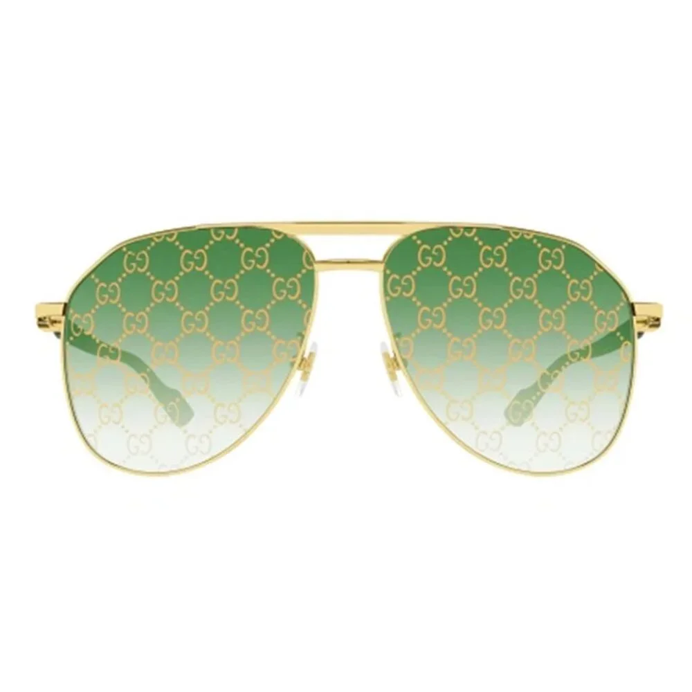 NEW GUCCI AVIATOR SUNGLASSES GUCCI GG1220S 004 GOLD/GREEN UNISEX EYEWEAR